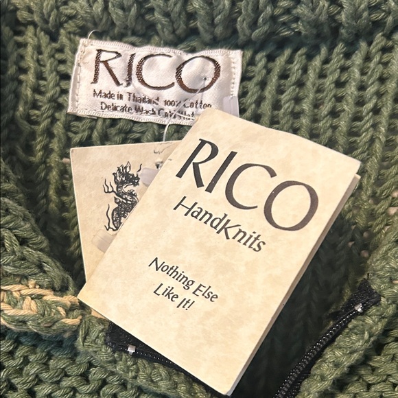 Rico Green Cowl Neck Women's Sweater. 100%cotton handmaid in Thailand. - Picture 2 of 5